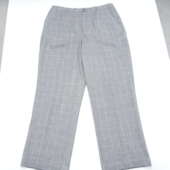 Briggs New York Dress Pants Women's 14 Gray Check Polyester Stretch High-Rise - Picture 1 of 8